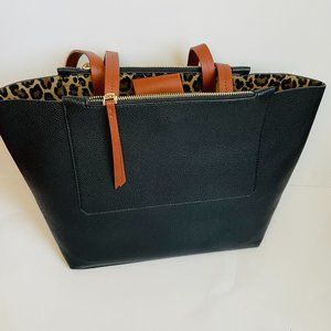 Shiraleah Vegan Leather PU Black Cheetah Tote Bag NWOT